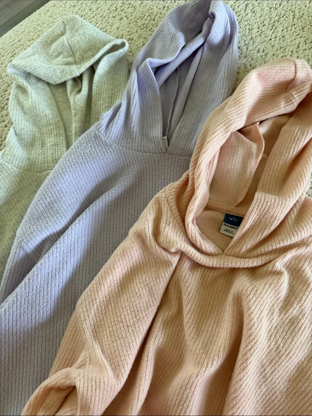 Old Navy Hooded Ribbed Poncho - Pastel Pink, Lavender & Gray